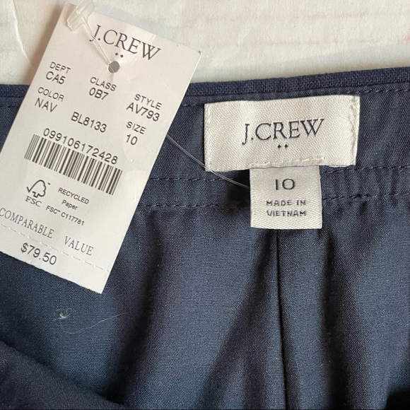 J Crew Factory NWT Navy Blue Linen Blend A-Line Knee Length Button Pocket Skirt - Picture 7 of 11